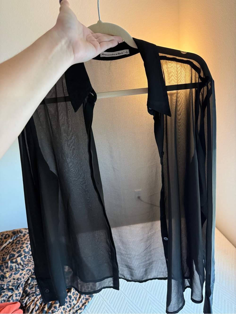 Abercrombie & Fitch Black Sheer Button-Up Blouse Jacket